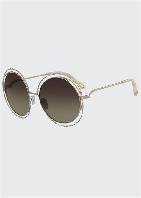 occhiali chloe carlina|Chloe Carlina Round Concentric Metal Sunglasses .